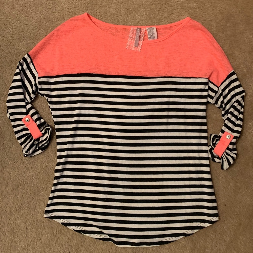 Casual Striped Mauve Top || Large